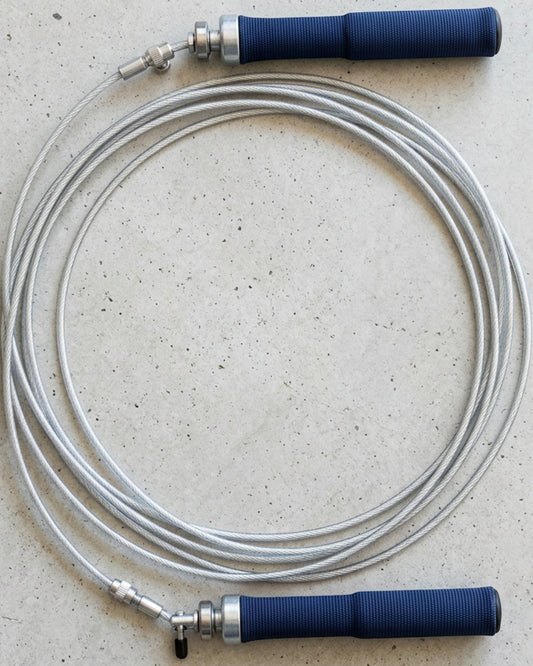 Vlynd Silverline Coated Steel Jump Rope Adjustable 10 ft Blue - Lifestyle view