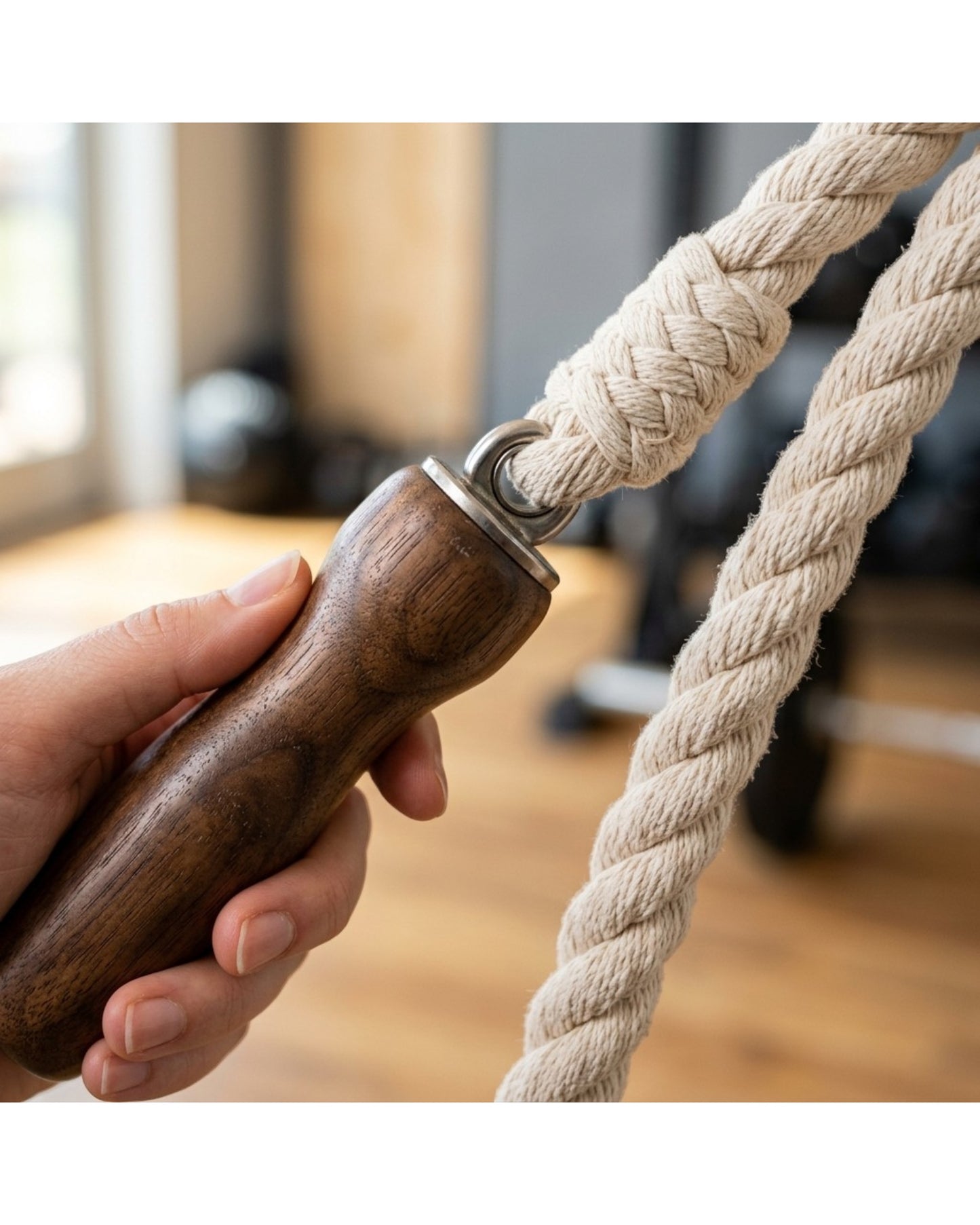 Vlynd Cotton Jump Rope Wooden Handles 8.5 ft Natural